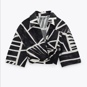 NWT Zara Cropped Print Top